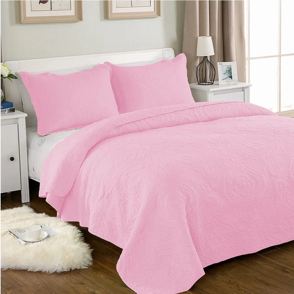 Однотонное домашнее покрывало из 100% хлопка с вышивкой размер Queen/King хорошее