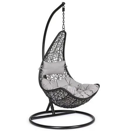 Color optional high quality moon shape hanging egg chairs rattan wicker swing chair for outdoor garden patio  furniture