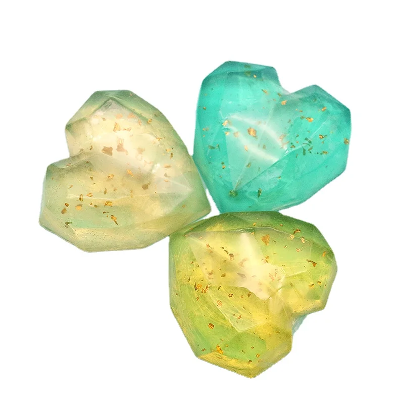 Heart-shaped essential oil soap transparent gold foil cleaning skin care facial soap rose peach aromatic soap wholesale