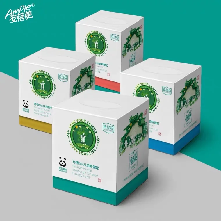 Коробка для хранения бамбуковых кубических салфеток для лица FSC