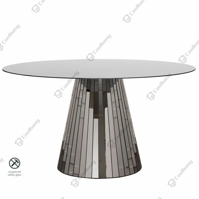 Contemporary Hot Round Modern Glass Mirrored Furniture Dining Table For Living Room