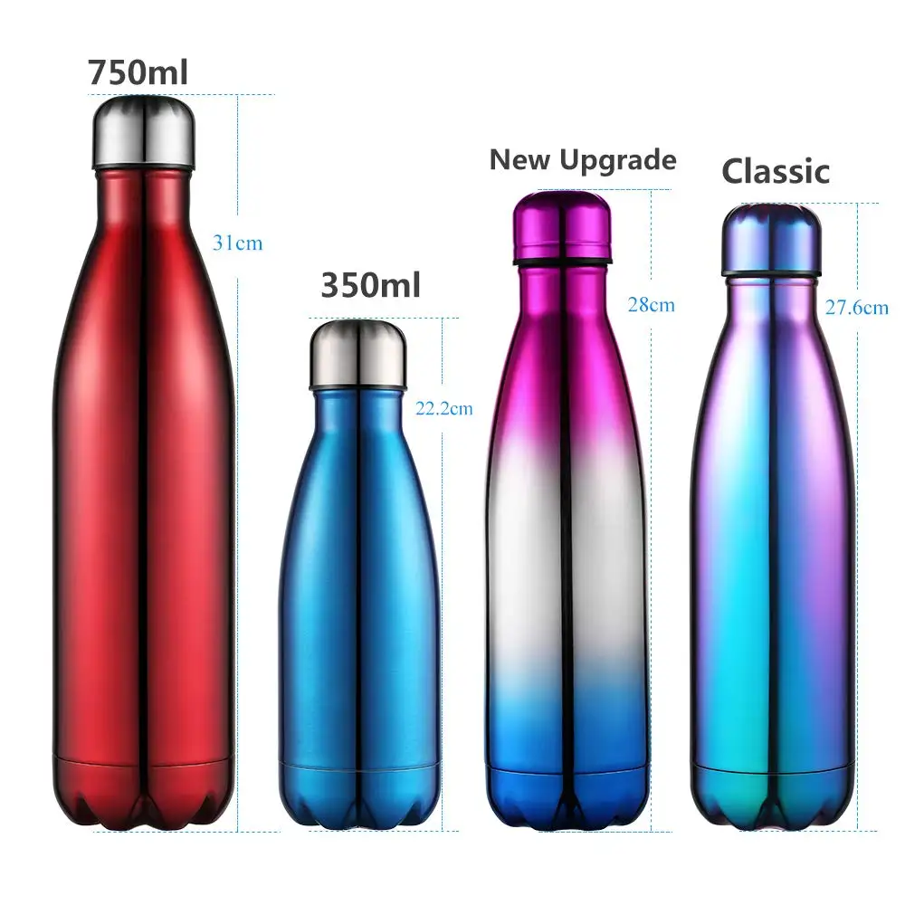 Eco Friendly Vacuum Sport Double Wall Cola Shape Insulated Water Bottles For Gym