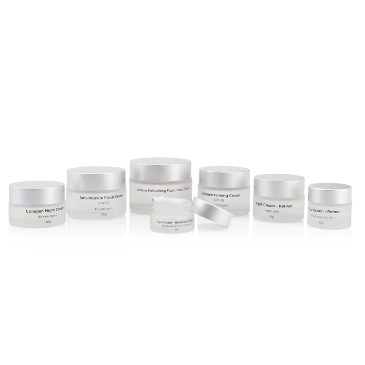 Luxury 5 10 15 20 ml 25 30 50 100 g empty round frosted face lotion cream container glass cosmetic jar for skincare