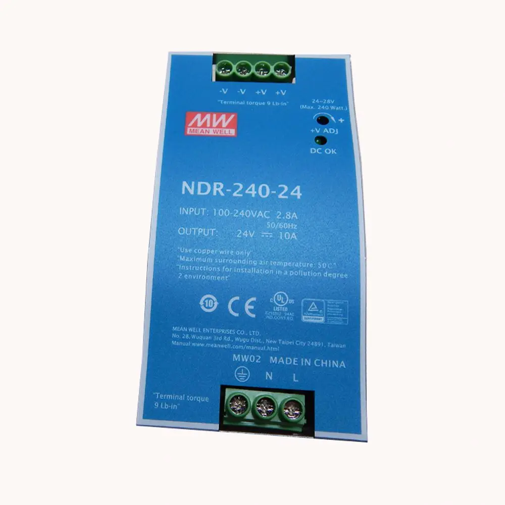 NDR-240-24 Ultra Thin DIN Rail Mounted 24V 10A For Industrial Control Drive Electric Cabinet Switch Power Supply