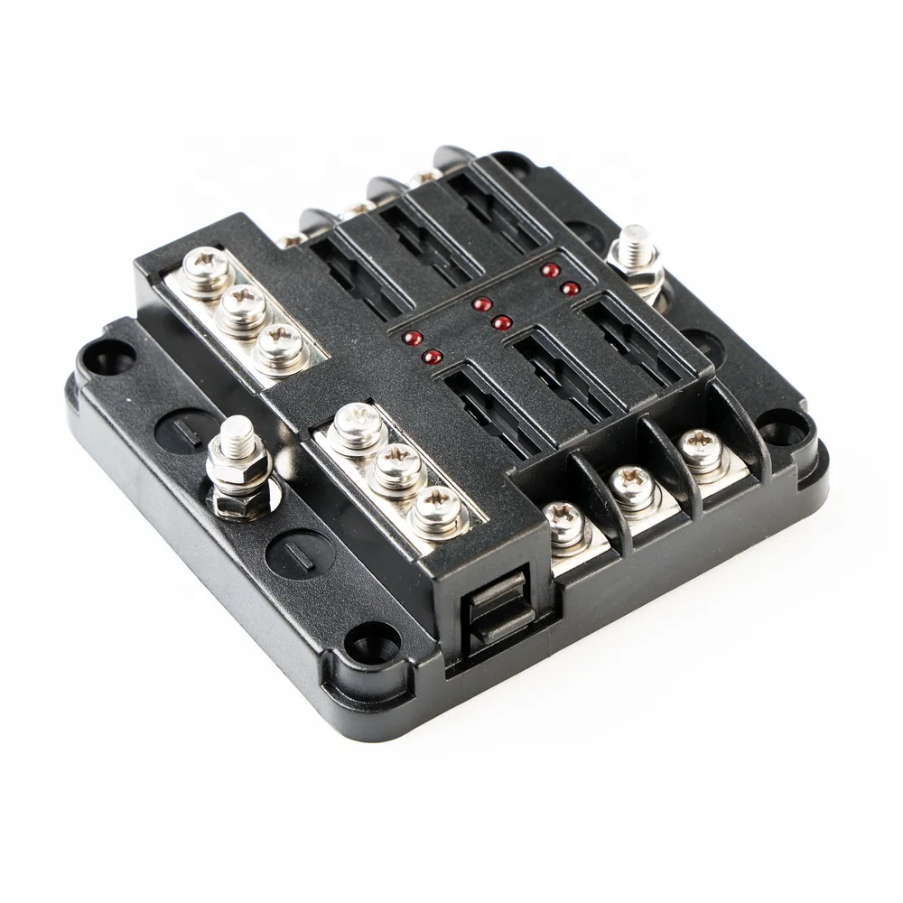 6 Circuits Red LED Indicates M4 Threaded Studs Bus Bar With Cover And Negative Bus