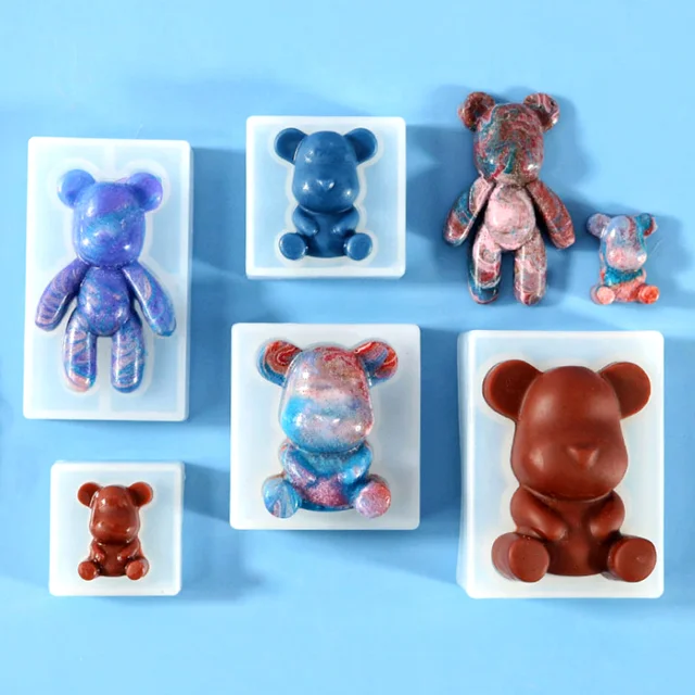 DLR1224 Wholesale 3D Standing Bear Sitting Bear Ice Cube Tray Resin Mold Making Candy soap candle Silicone mold