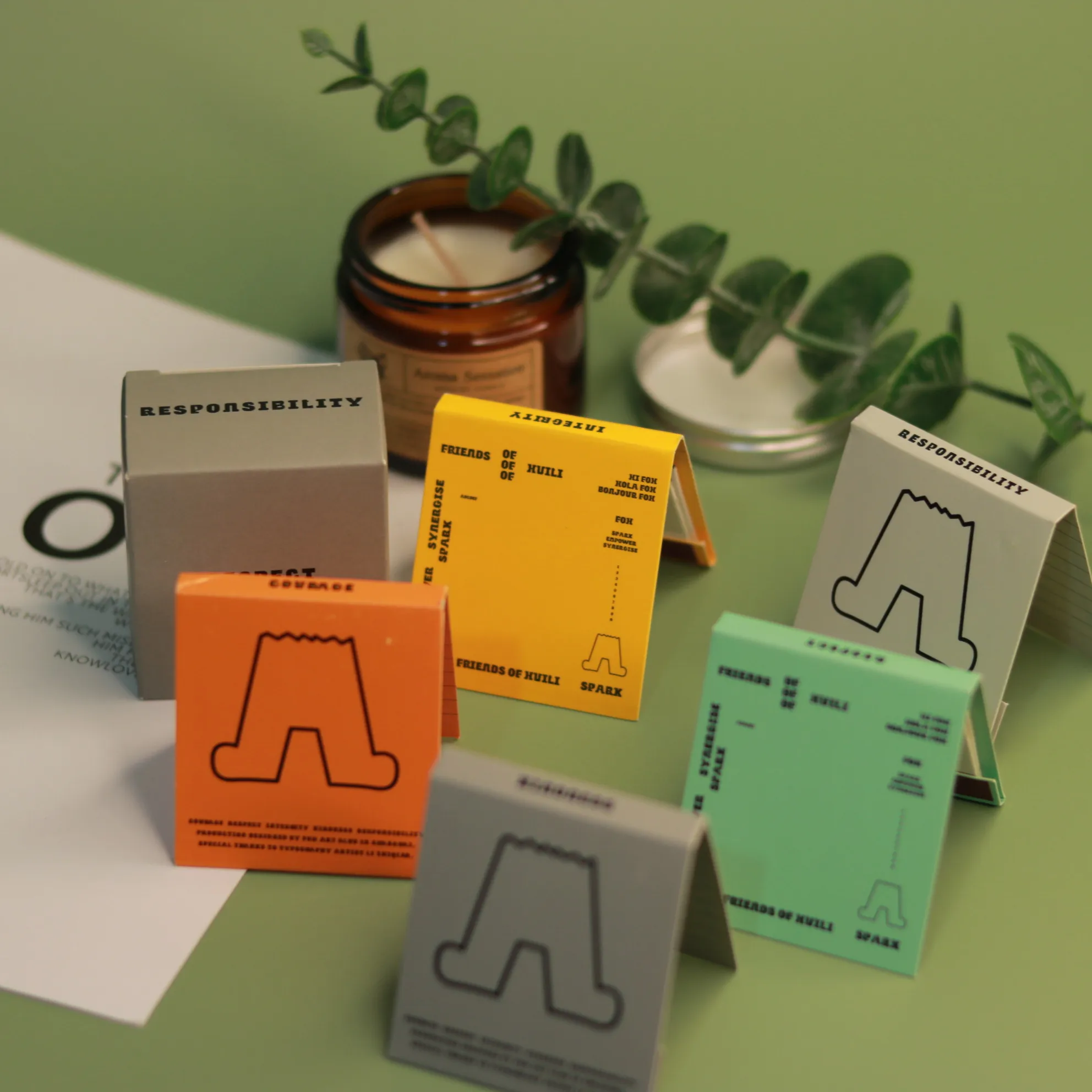 Customize logo on book style matches with colorful design matchstick can custom words pattern for scented candle cigar matches