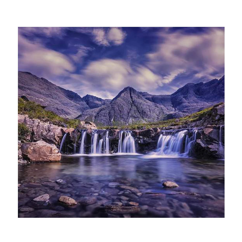 New Type Top Sale Multi Color Three Dimensional Artwork Waterfall And Purple Mountain Diy Diamond Painting 5D Painting Painting
