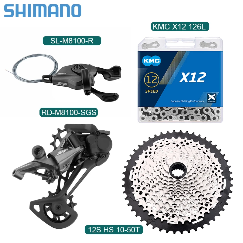 SMN  M8100 SLX XT Groupset MTB 1x12 Speed Derailleur 12S 10-50T Cassette KMC X12 Chain 12V Shifter 12S transmission kit