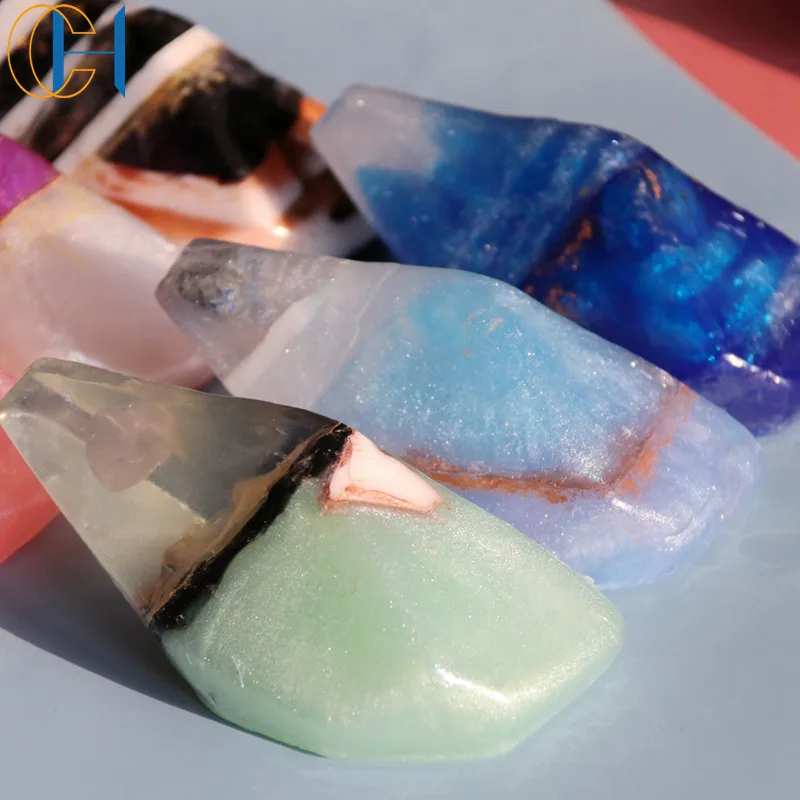 C&H Handmade Luxury Lavender Amethyst Soap Savon Rose Quartz Crystal Soap Bar Gemstone Soaps