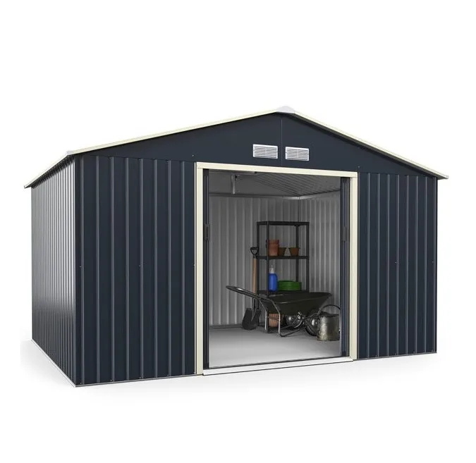 8x10ft Metal Shed Storage Garden Tools Modern Design Various Sizes Steel Galvanized Wood Waterproof Outdoor Yard Storage