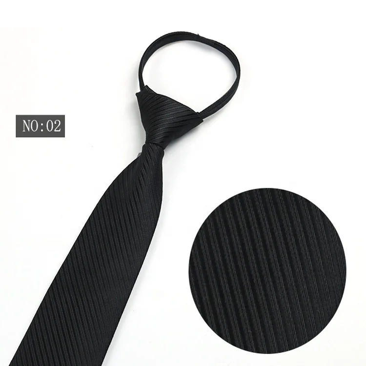Factory direct black zipper tie black tie with zip 100% polyester