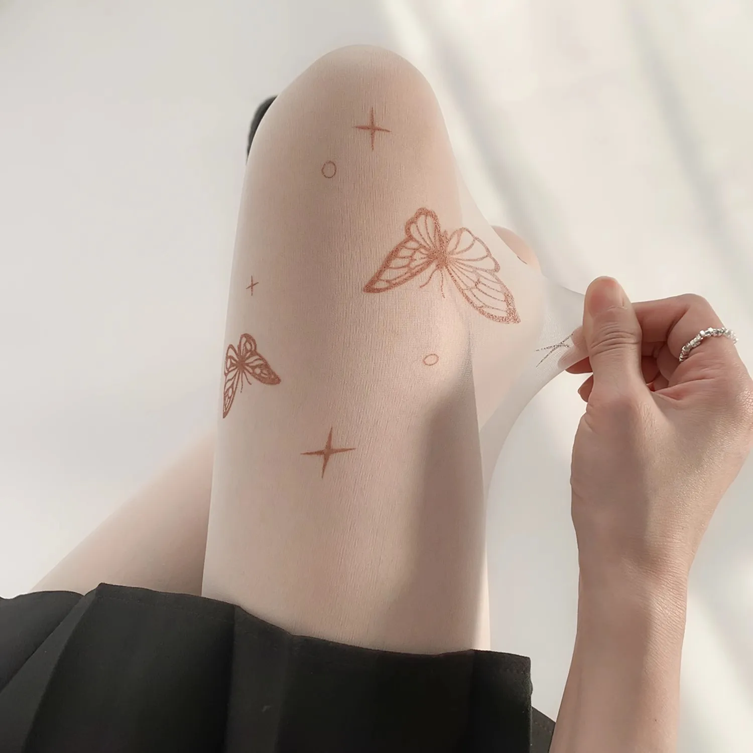 Women Rhinestone Fishnet Sexy Transparent Black Tattoo Lace Tattoo Socks Stocking Women Nylon Feet Tube Pantyhose