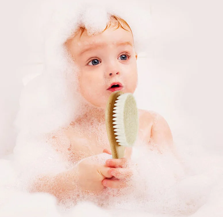 wooden comb cute set baby hairdressing brush bamboo wool shampoo and bath massage comb