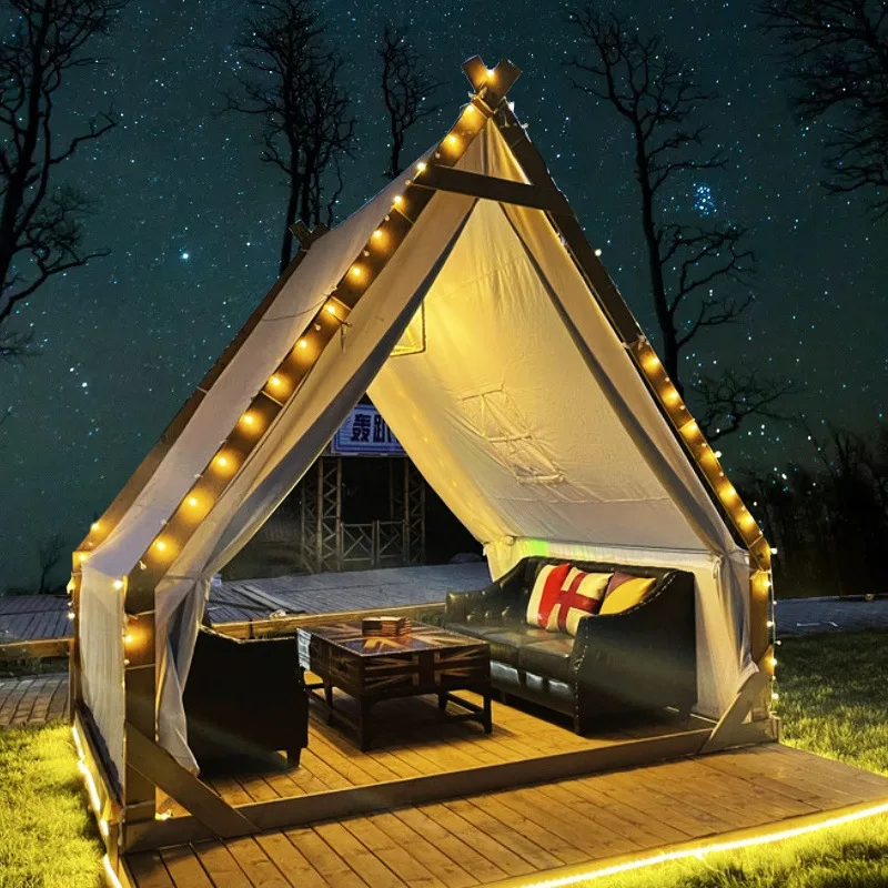 Outdoor camping tent camping rooftop triangle scenic area homestay rain proof dining barbecue hot pot cabin tent