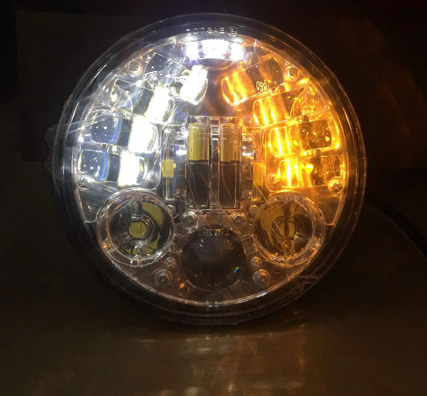 Dot E-mark Chrome H4 Projector 5.75 inch Motorcycle Led Headlight with Daylight for Harleys Davidsons