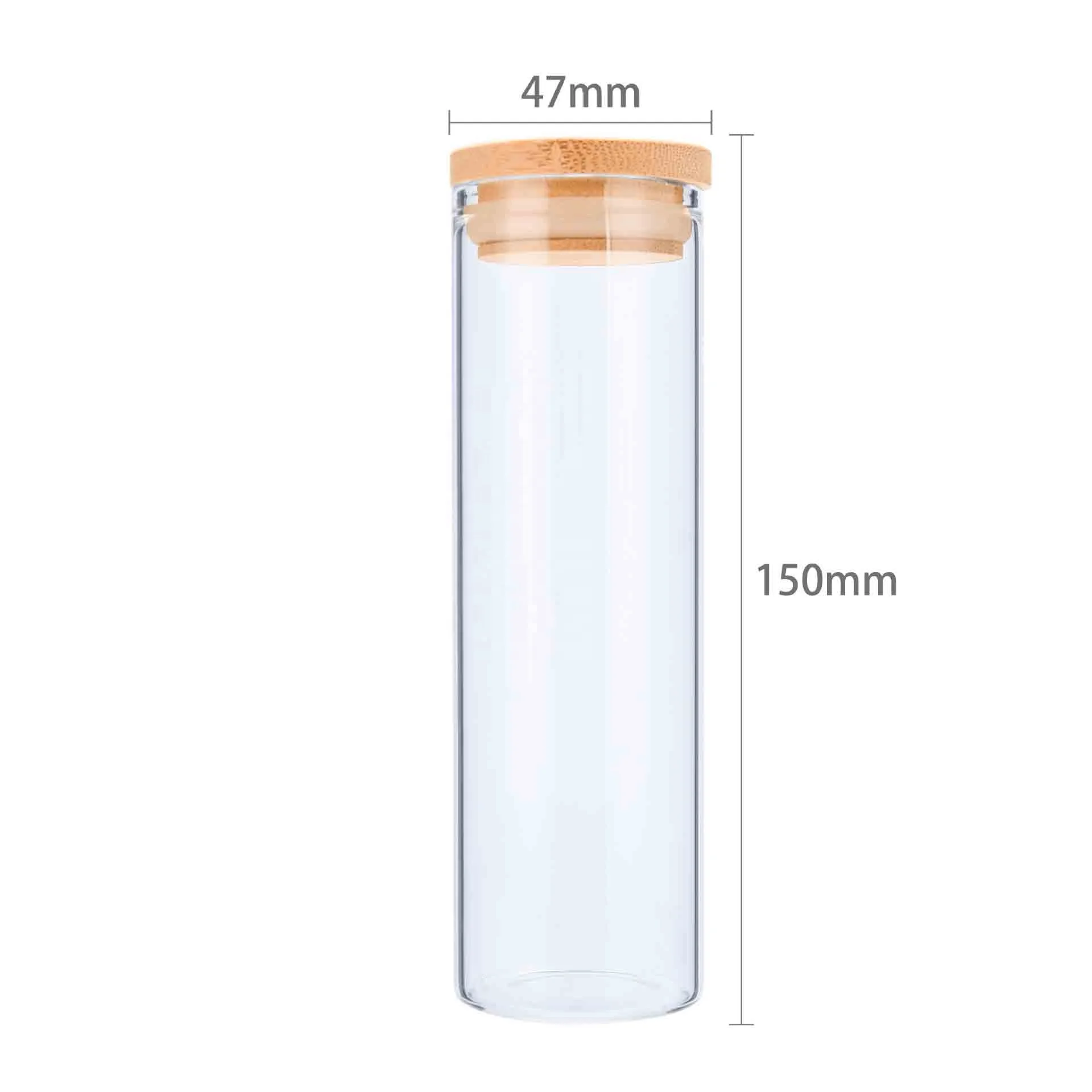
Jar 2020 Pressitin Can Plastic Srocked Sealed Borosilicate Glass with Bamboo Canned Food Lid High Quality 47mm*60mm Cylinder Oem 