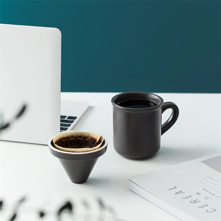 Concise style european coffee filter white porcelain pour over coffee dripper with cup