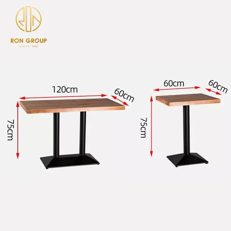 Custom wholesale modern coffee shop fast food square table top commercial cafe wood restaurant furniture table and chair set