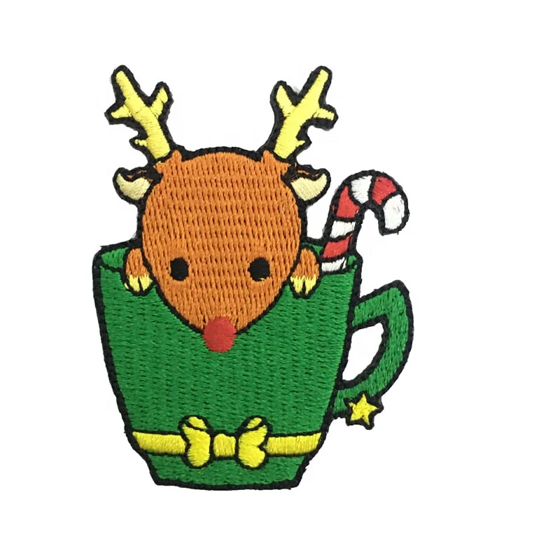 Free Sample Custom Embroidered Patches Sew On Custom Iron On Christmas Elk Patches