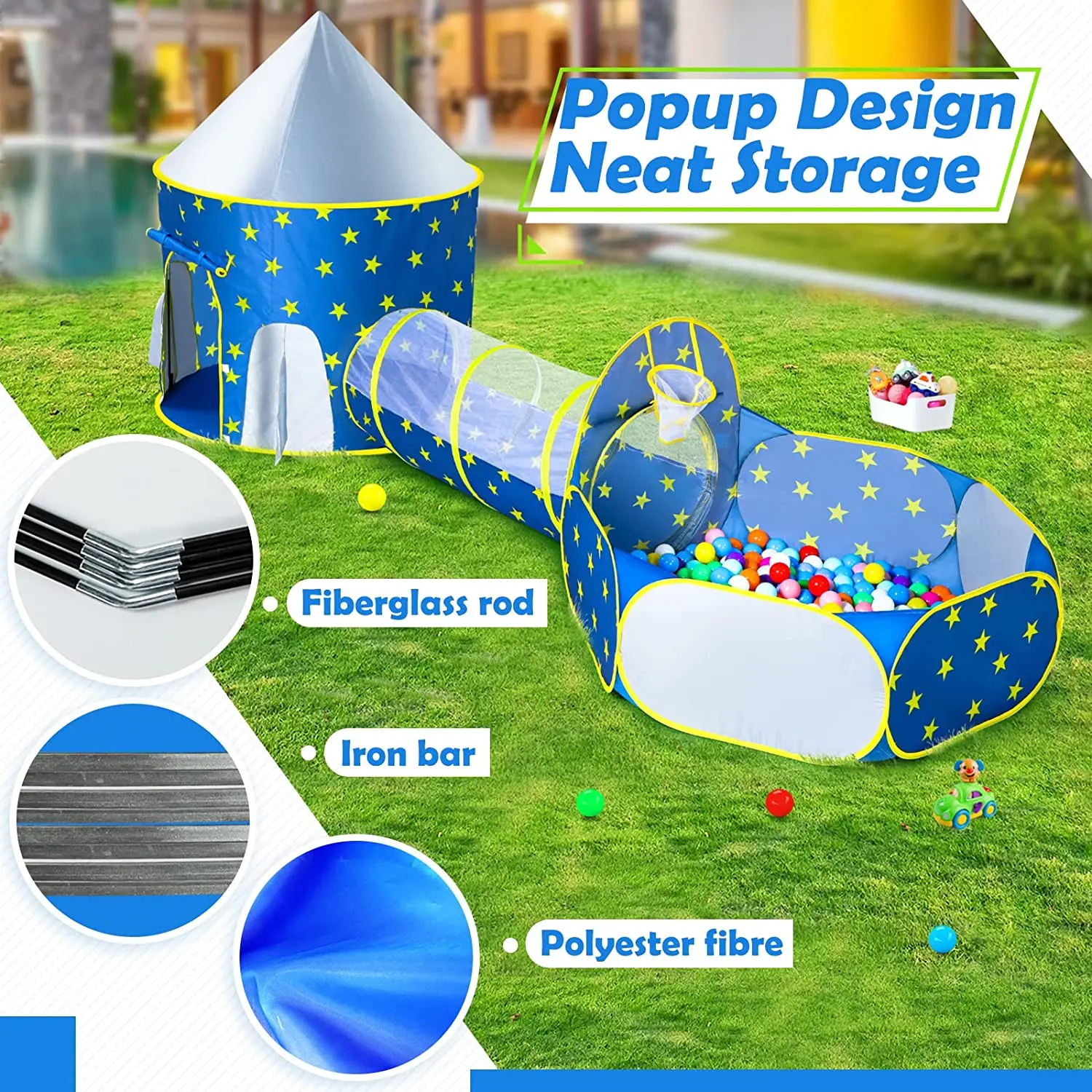 Boys with Ball Pit Crawl Tunnel Princess Tents for Toddlers Baby Space World Playhouse Toys Kids Play Tent