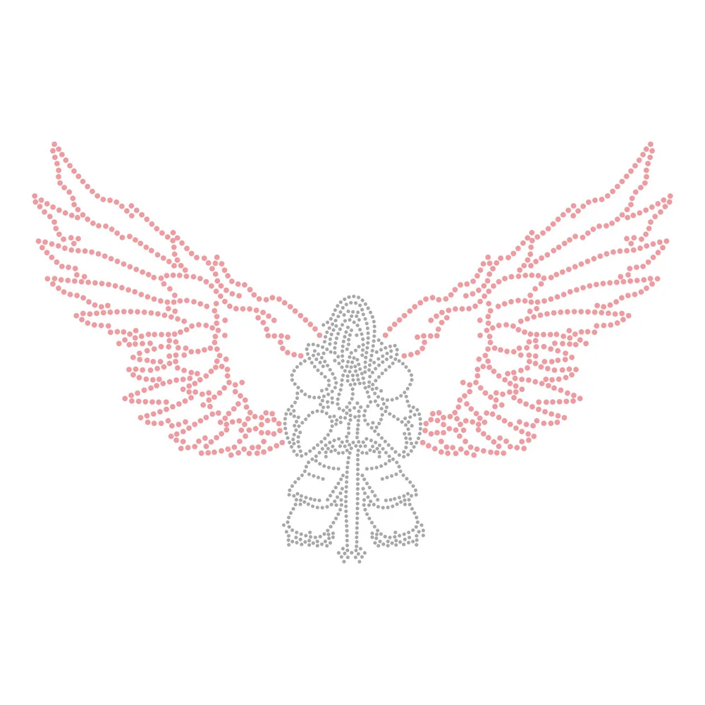 Factory Price Wings Rhinestone HotFix Transfer Motifs Design For tshirt Bling Hot Fix Rhinestone Transfer Custom Designs
