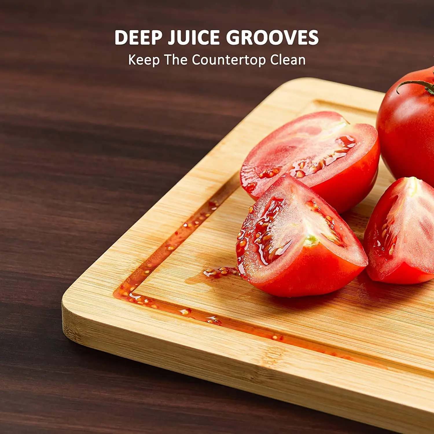5-Piece Wood Cutting Board Set with Juice Groove Bamboo Chopping Board for Kitchen