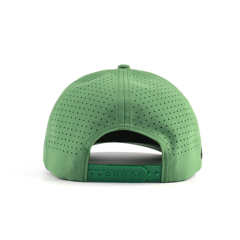 New Arrival Design Hydro Golf Hat with Custom Rectangle Rubber Patch Breathable Perforated Sport Baseball Cap for Walking Travel
