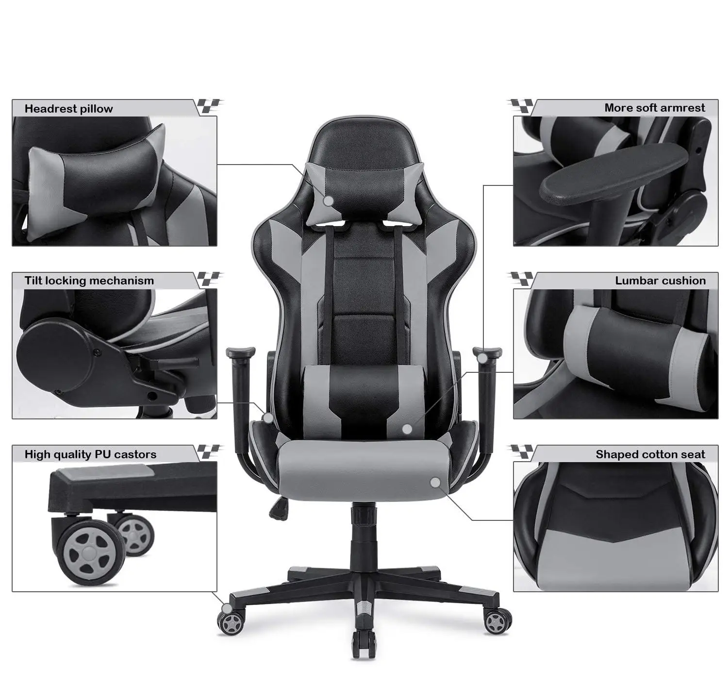 East seat office computer chair Leather Swivel Recliner Racer Sport gaming chair racing chair for games
