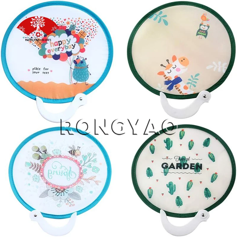 Flexible Foldable Nylon Flying Disc Fans For Summer Promotional Folding Handheld Fan Nylon Round Disc