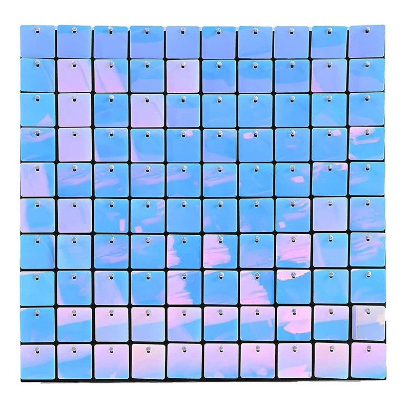 Blue Shimmer Wall Sequin Backdrop Square Panels Decoration for Wedding Events Advertising Sign Photography Background