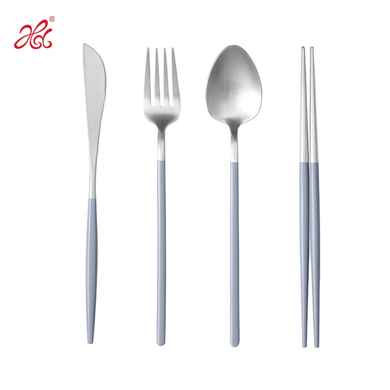 10Off B416 Hongda New Patent Design 304 High Quality Matte Gold Silver Flatware Sustainable 18/10 Stainless Wedding Cutlery