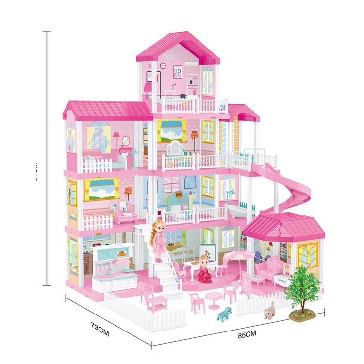 Dollhouse Furniture and Dolls Dream Doll House for Little Girls Kids Pretend Play Play Set Perfect Toddler Toys with Accessories