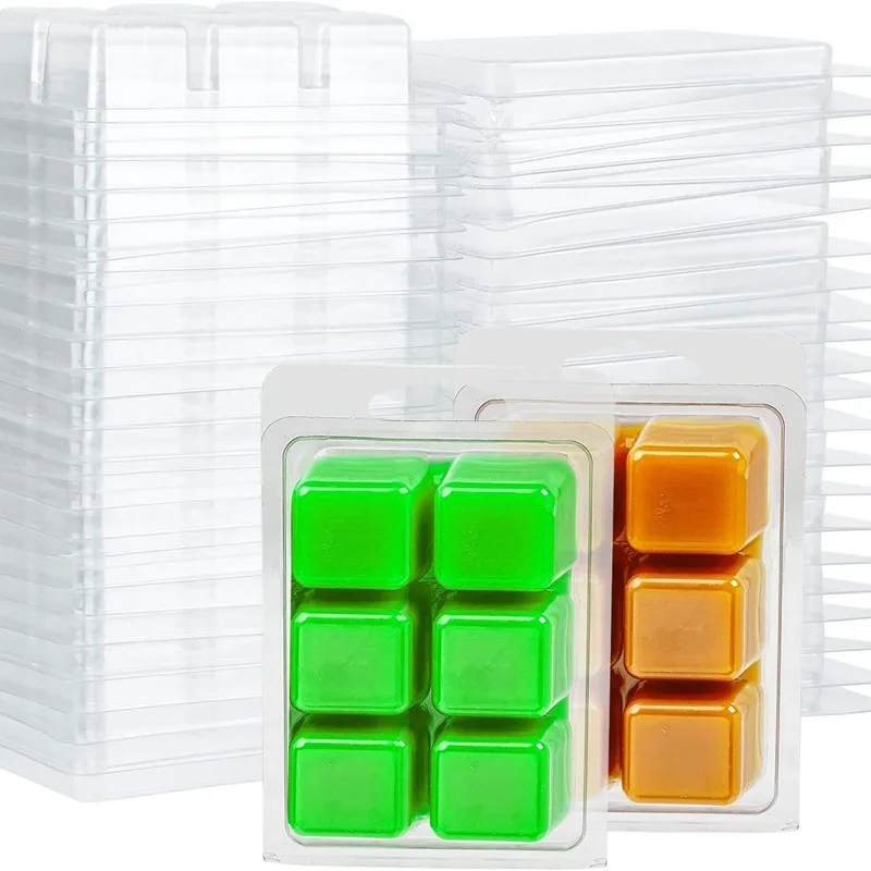 6-Cavity Clear Empty Plastic Wax Melt Container  Wax Melt Wickless Candles Soap   Wax Melt Clamshell Mold
