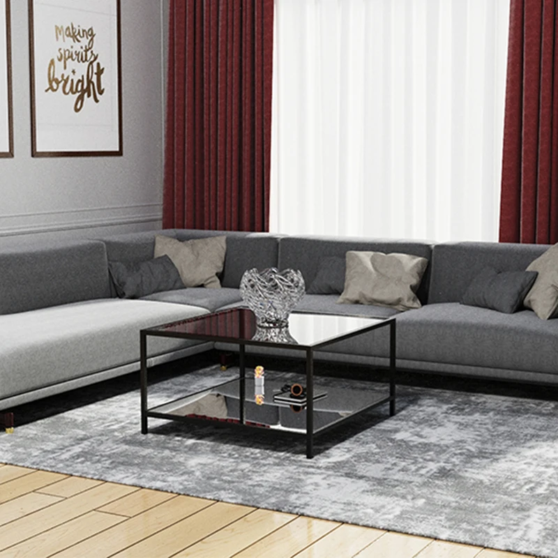 Center Table Luxury Modern Square Mirror Sofa Side Table Glass Coffee Tables Furniture for Living Room