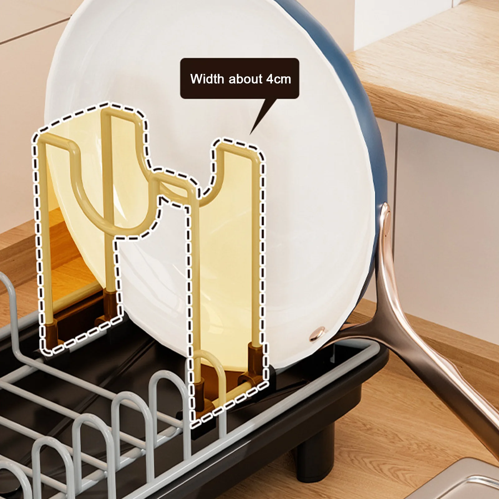 Multifunctional Kitchen Dish Rack Narrow Style Iron Storage Cabinet Pot Cover Cutting Board Inner Pot Rack Office Bathroom Use