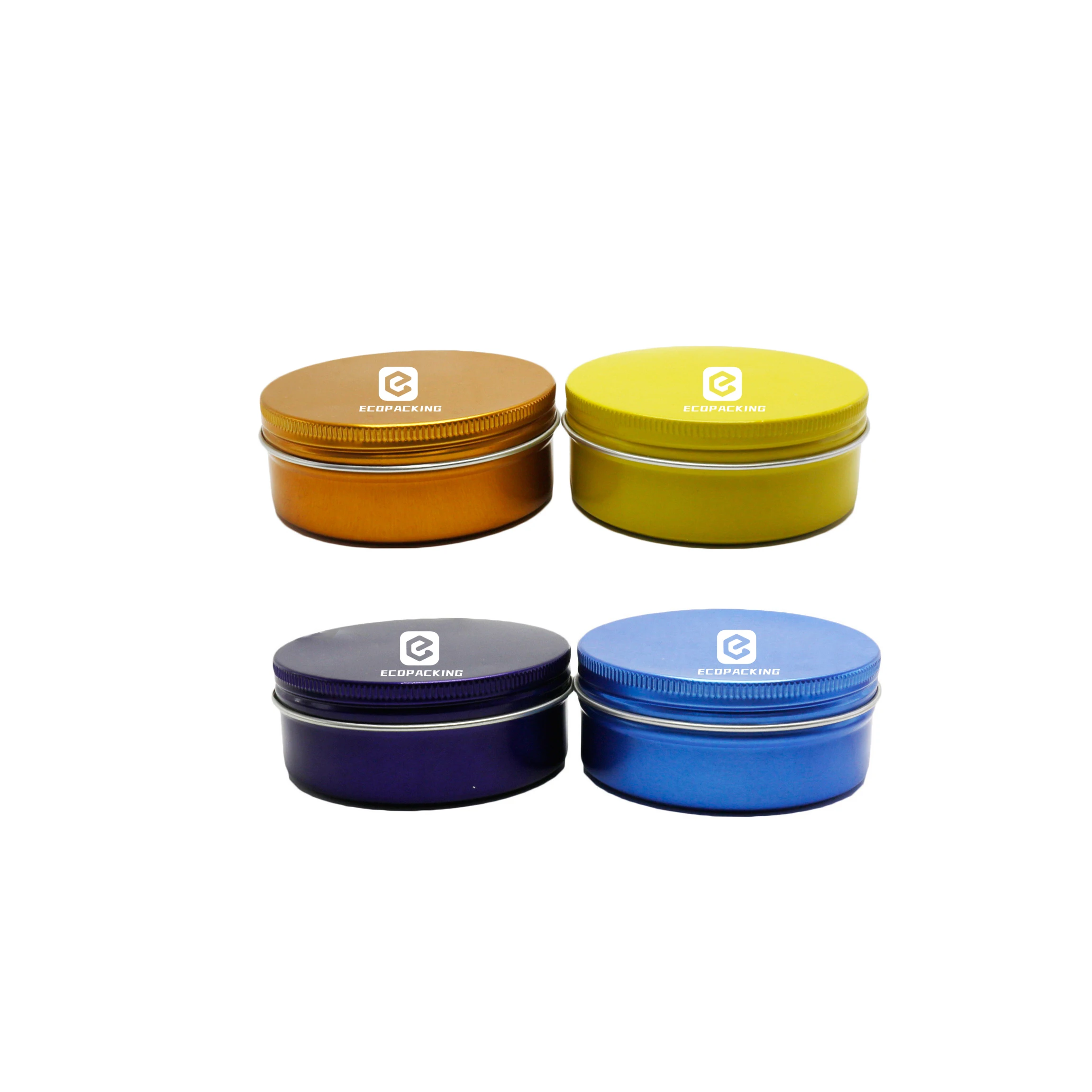 Empty round 5ml 10ml 15ml 30ml 50ml 60ml 80ml 100ml aluminum tin with screw on lid for cosmetic container lip balm container