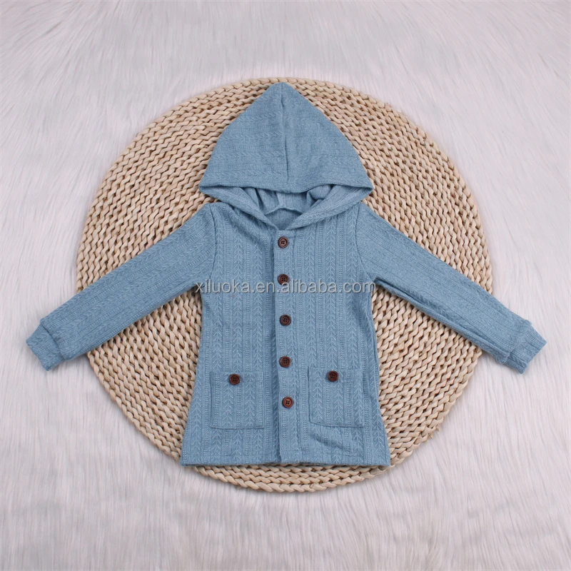 New Style Seven Colors Baby And Toddler Winter Boutique Cotton Coat Button Design Hooded With Double Pockets Wholesale