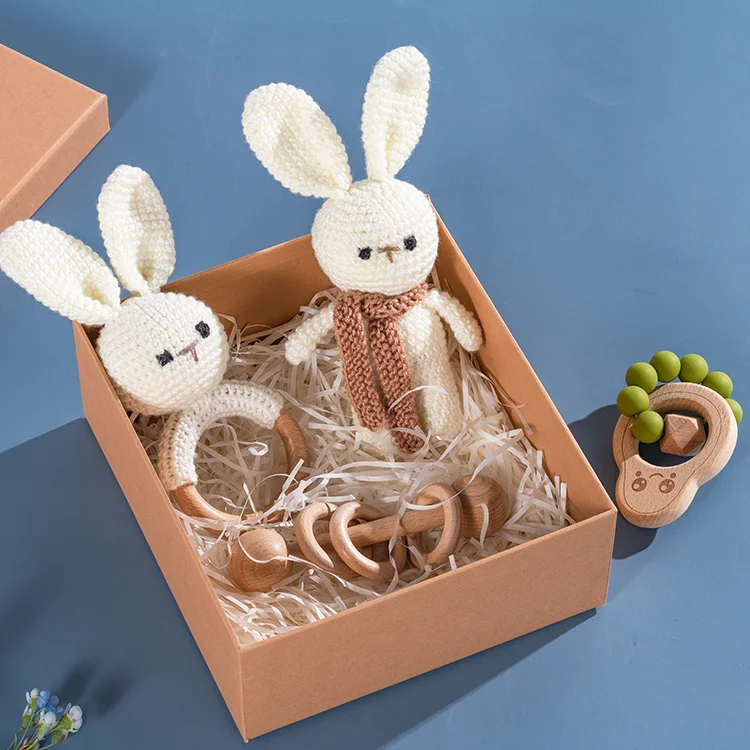 2 in 1 Toys set  Baby Dolls Silicone Cute Soft Babies Doll Fashion Bebe Reborn Dolls Teething toys Baby Wooden Rattle Set