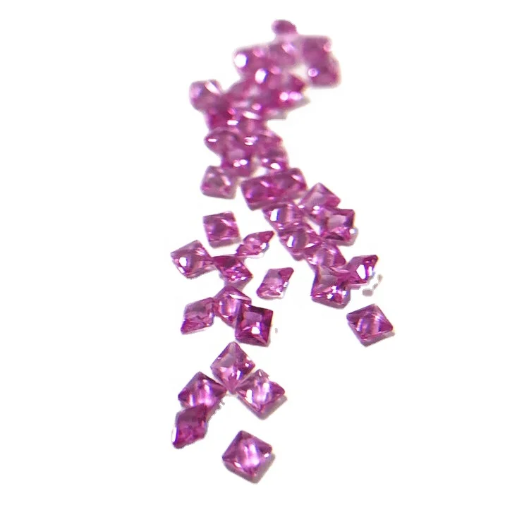 Loose 3# niel gems stone price of synthetic red corundum pink sapphire princes sapphires square cut ruby
