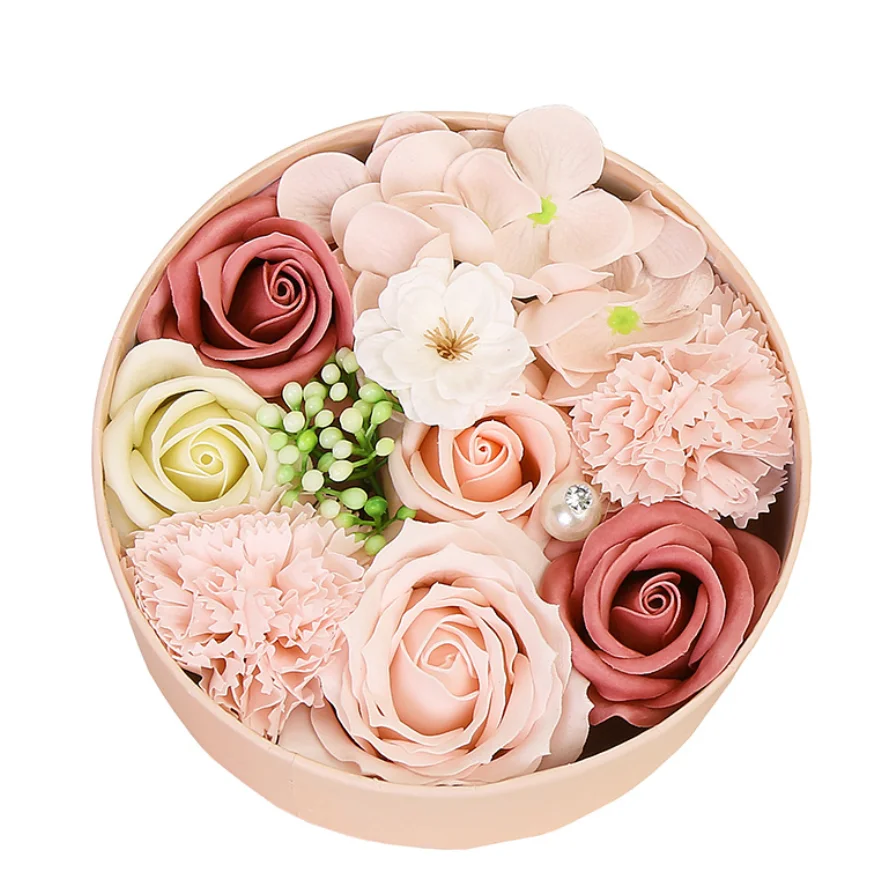 Factory customized luxury anniversary cylindrical hat box with lid pink tall round round portable flower gift box set