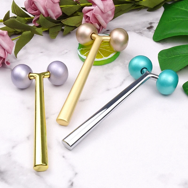 High Quality  Gold Metal Massage Anti Aging Y Shape Facial Massaging Beauty Roller