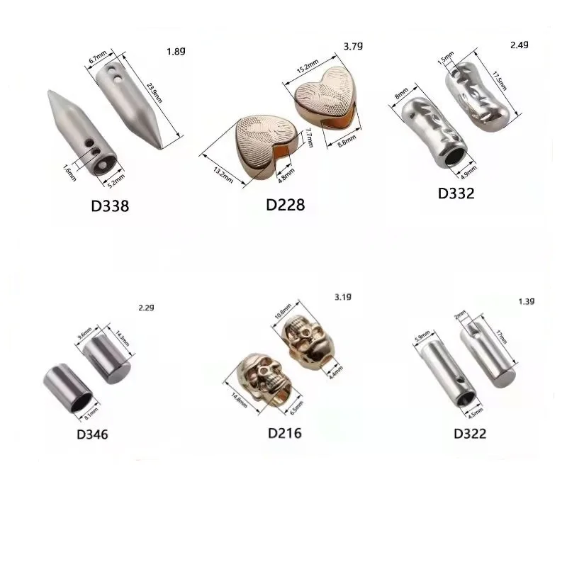 Custom Accessory Silver Detachable Cap Clothing drawstring stopper Gold Metal Bell Rope Cord End for Hoodies With Screw