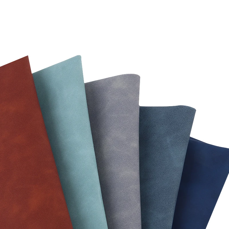 Custom Abrasion Resistant PU Goat Artificial Faux Cloth Embossed Nubuck Suede Synthetic Leather Fabric Supplies for Clothing