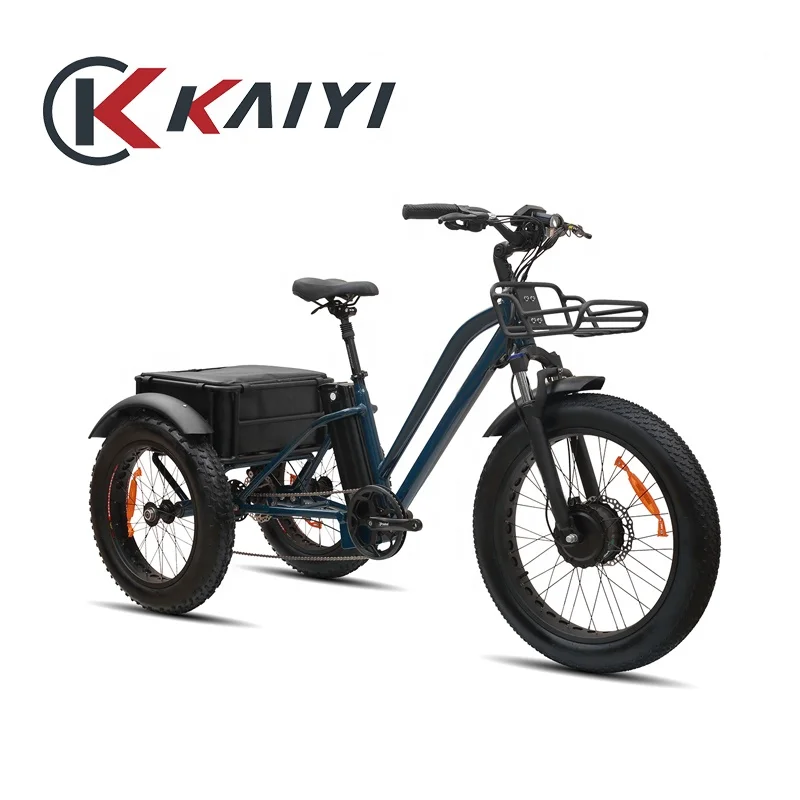 KAIYI алюминиевый сплав настраиваемый цвет трехколесный велосипед 48V500w китайский производитель грузовой электрический электровелосипед семейный