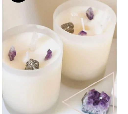 
classic glass Gem crystal healing soy wax scented candle luxury glass jar 