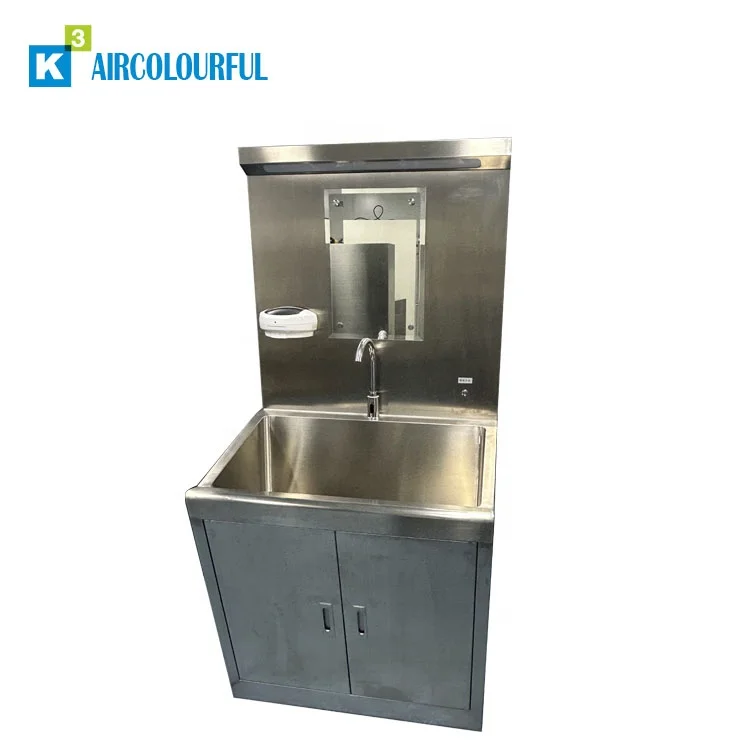 Commercial Utility Kitchen Hand Wash Sink Stainless Steel Knee Operated Hand Sink Hand Wash Basin for Industrial