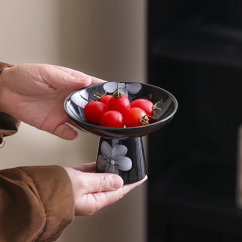 Hand painted Dishes Ceramic Camellia Designed Ice-cream Plate Multifunctional Porcelain Fruit Plates Bowl Dish For Household