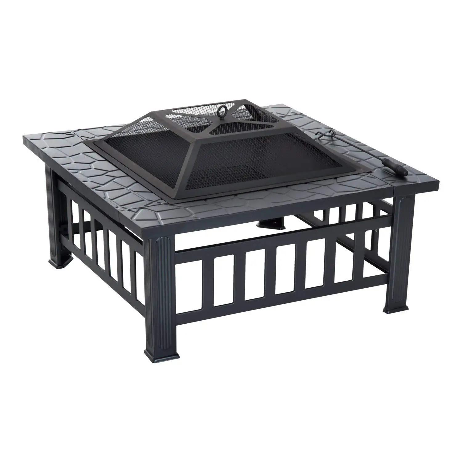 3 in 1 BBQ Grill Exterior Fire Pit Patio fire pits wood burning with grill and waterproof protective cover