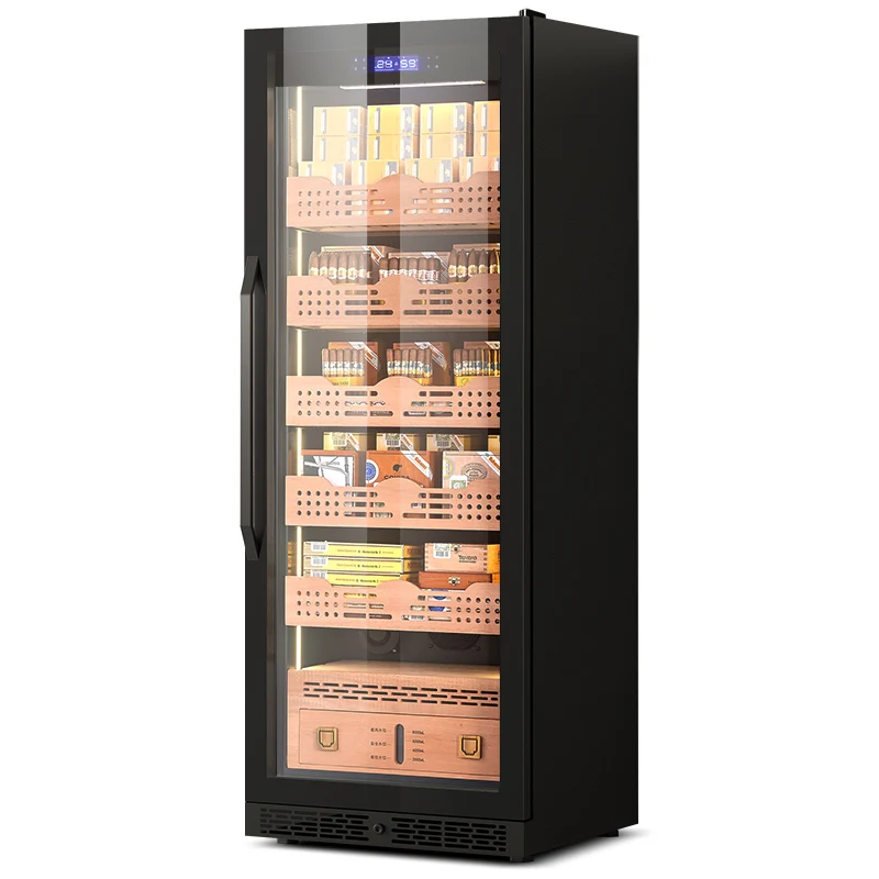 NE-193 hot selling 1500 cigar cabinet best quality cedar wood cigar humidor with auto defog glass door